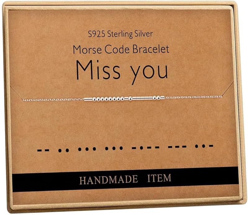 Monily Inspirational Gifts for Women Morse Code Bracelets for Women Funny Bracelet for Friend Funny Gift for Women Sterling Silver Bracelet for Women