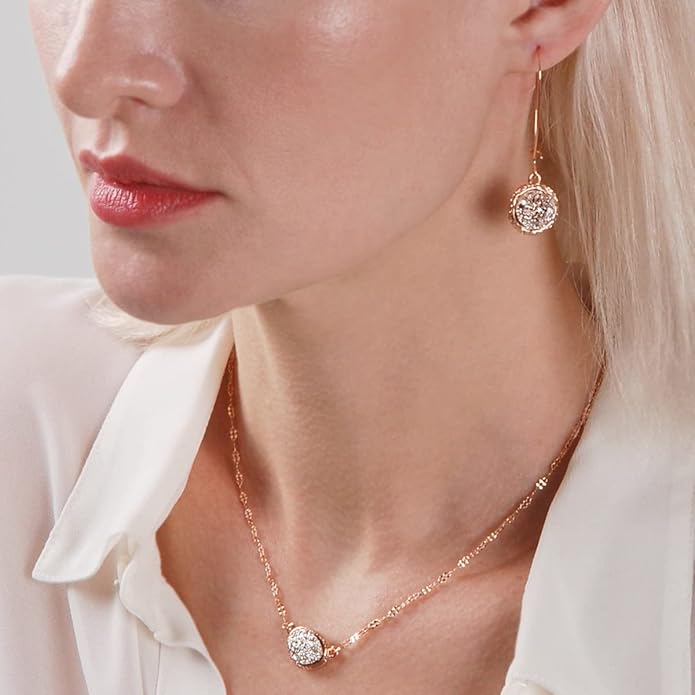 Simulated Druzy Threader Drop Earrings for Women - Gold, Silver, or Rose Gold Tone Trendy Boho Dangles with Sparkly Round Stone