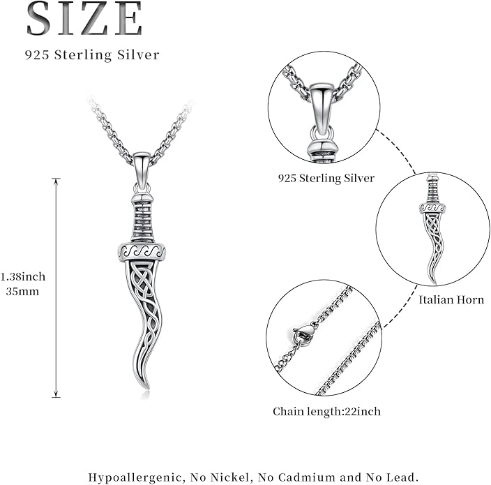 Suiknsn Arrowhead Necklace for Men Women 925 Sterling Silver Turquoise Malachite Celtic/Eye of Horus/Viking Arrow Pendant Amulet Jewelry Gifts Native American Necklace