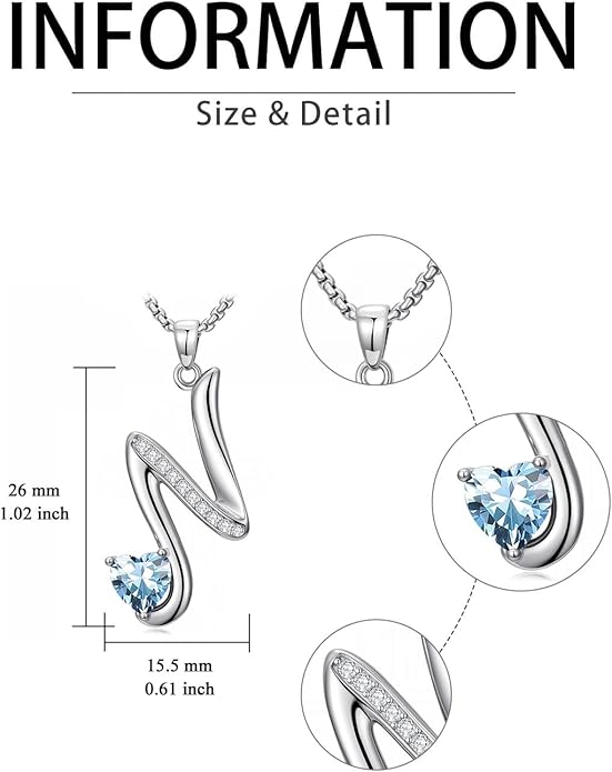 Christmas Gifts for Women Alphabet A to Z Initial Birthstone Pendant Necklaces for Women - 18k White Gold Plated Personalized Name Jewelry Valentine Mothers Day Birthday Gifts for Women Her Girlfriend