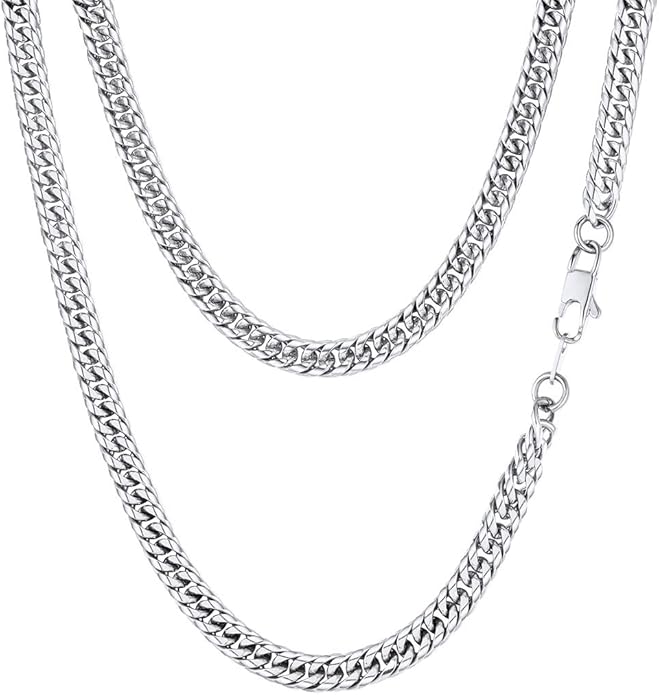 FindChic Men Curb Chain Necklace 18K Gold Plated/Stainless Steel/Black Chunky Double Tight Cuban Link Hip Hop Neck Chains for Men Boys 3.5MM/5MM/6MM/7MM/9MM/12MM 14''-30'' 8 Length Options (Send Gift Box)
