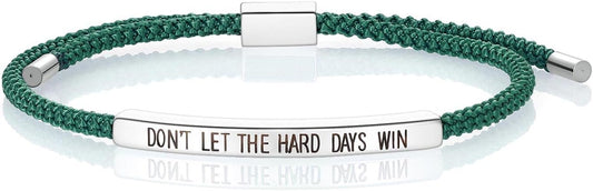 KHKINDPRO Dont Let The Hard Days Win Bracelet for Women Men, Handmade Braided Adjustable Wrap Stainless Steel To My Daughter/Best Friend Inspirational Gifts Ladies Jewelry