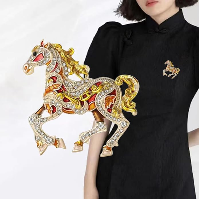 2026 New Year Of Horse Pin Brooch, Good Luck Chinese Zodiacs Horse Pins For Fashion Accessories Animal Lucky Charm Statue Feng Shui Gifts Jewelry For Women Men