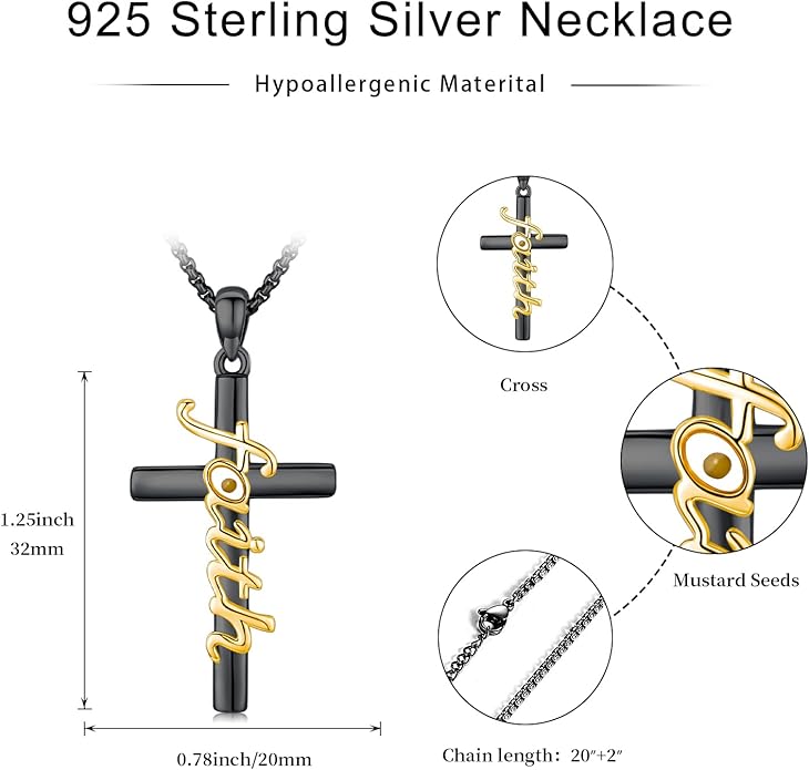 Midir&Etain Cross Necklace 925 Sterling Silver Celtic Christian Pendant Religious Protection Jewelry for Women Men