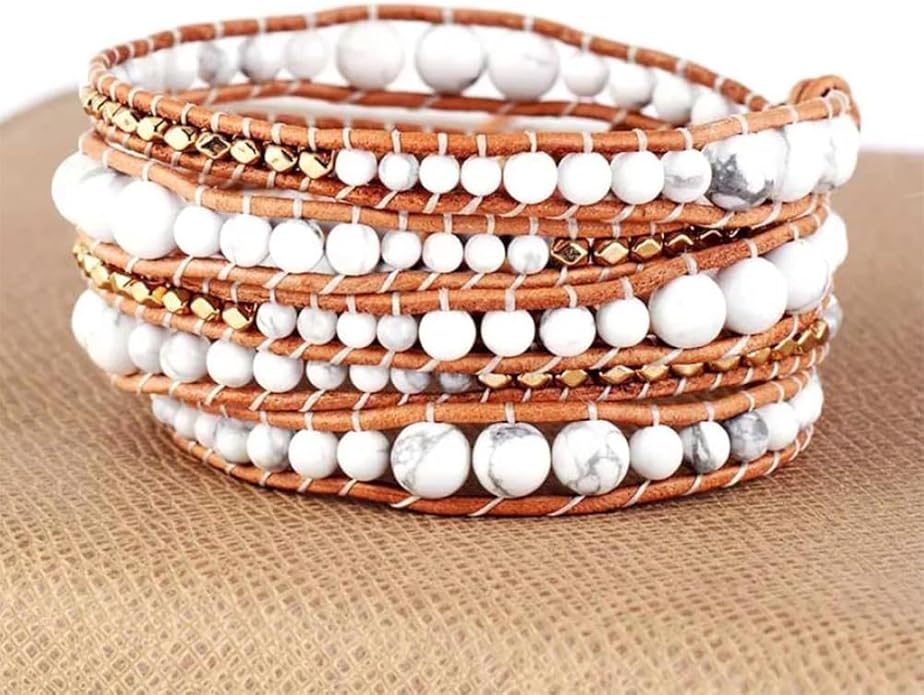 ZOSOJONA Boho Wrap Bead Bracelet for Women - Handmade Adjustable Natural Stone Beaded Bracelets Rope Yoga Healing Bracelet Bangle Hippie Jewelry