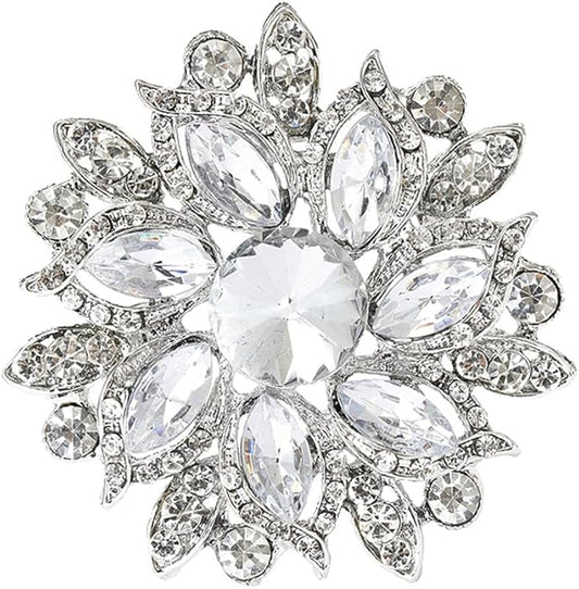 Rhinestone Flower Brooch for Women Vintage Crystal Flower Brooch Pin Elegant Clothing Hat Bag Accessories Christmas Birthday Party Wedding Costume Jewelry