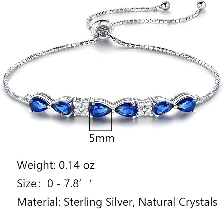 Italian Sterling Silver Women's Tennis Bracelets | Ladies' Sterling Silver Rope Adjustable Bracelet with Crystals | Gift for She
