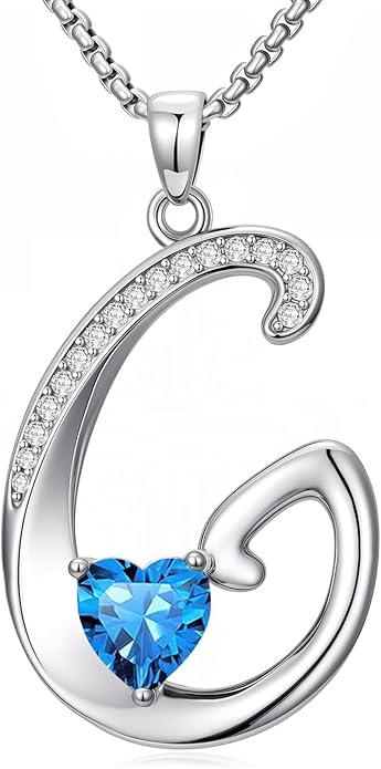 Christmas Gifts for Women Alphabet A to Z Initial Birthstone Pendant Necklaces for Women - 18k White Gold Plated Personalized Name Jewelry Valentine Mothers Day Birthday Gifts for Women Her Girlfriend