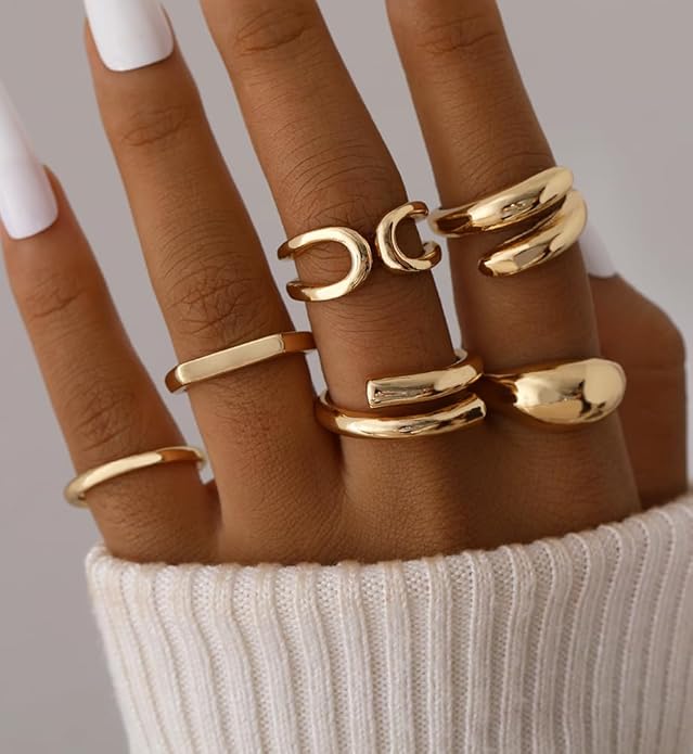iF YOU 25 Pcs Gold Knuckle Ring Set for Women, Chunky Stackable Finger Midi Rings, Silver Simple Stacking Cute Rings Pack Trendy Stuff Jewelry Gift