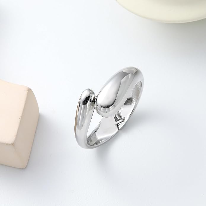 Bangle Bracelets for Women | 14K Gold Plated Trendy Wide Bracelets | Hinged Arm Cuff Bangles Chunky Bracelet for Women