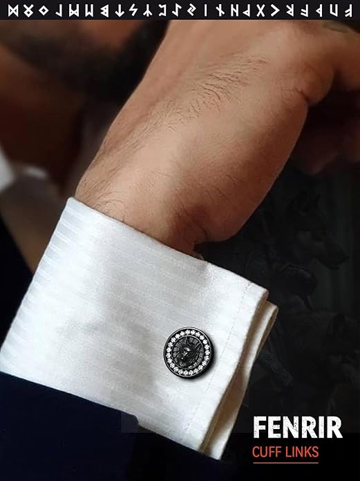 FaithHeart Mens Cufflinks, Norse Viking Tuxedo Shirt Cuff Links, Stainless Steel Cuff Links and Shirt Studs, Gift Box