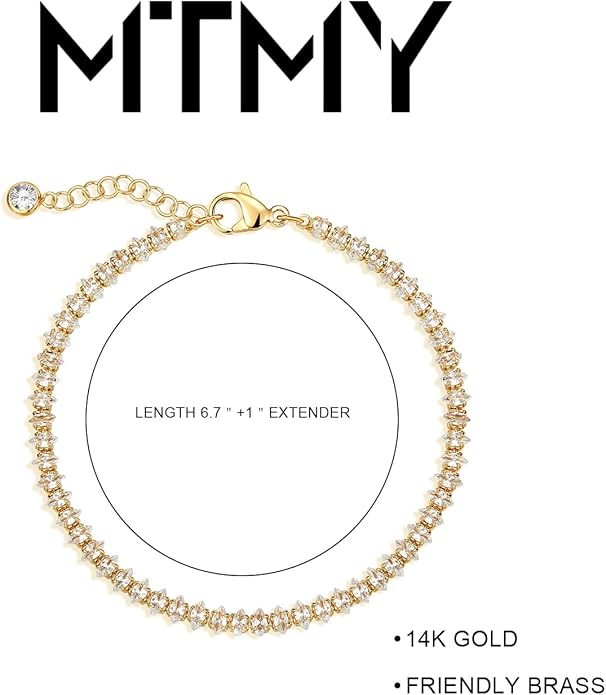 MTMY Gold Chain Bracelet for Women 14K Gold Plated Dainty Bracelets with Adjustable Chain Cute Bracelet Gold Trendy Jewelry