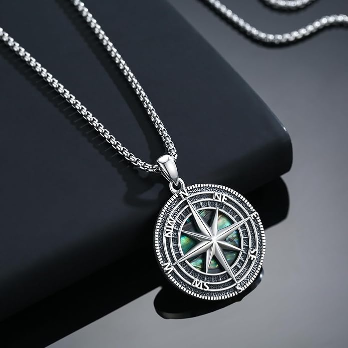 StoryEtain Compass Necklace for Women Men 925 Sterling Silver Travel Pendant Inspirational Graduation Jewelry Gift
