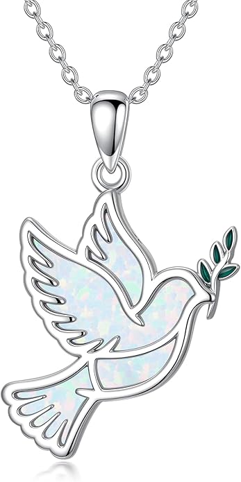 Dove/Hummingbird/Red Cardinal Necklace 925 Sterling Silver Turquoise/Opal/MoonStone/Malachite Bird Necklace Dove Pendant Jewelry for Women Men