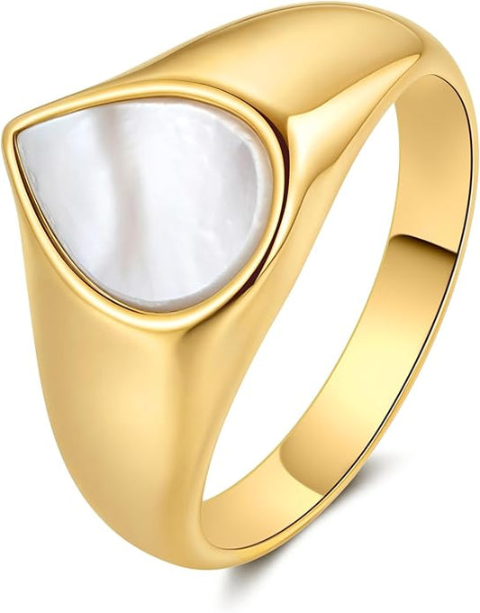 YeGieonr Gold Rings for Women Trendy Non Tarnish Chunky Gold Plated Ring, Waterproof Stainless Steel Gold Jewelry Gift