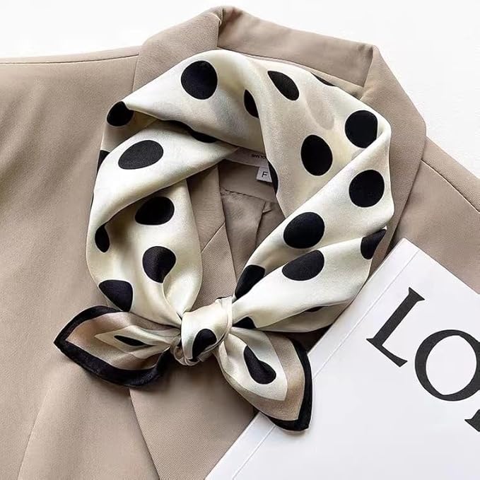 ANDANTINO 100% Pure Mulberry Silk Small Square Scarves -21'' x 21''- Digital Printed Neckerchief –Women Men Lightweight Scarf