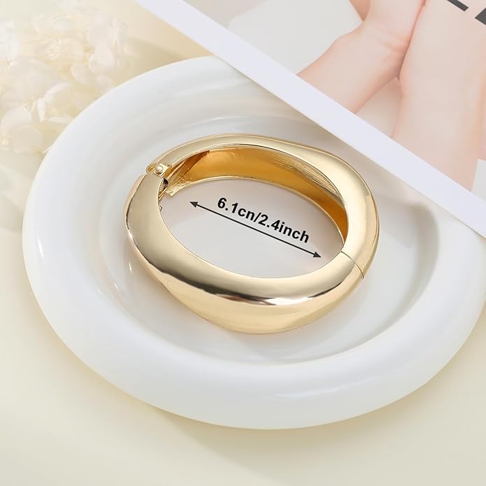 Rainhonor Chunky Gold Bangles Bracelets for Women Gold Cuff Bracelet Set Waterproof Non Tarnish Stack Bracelet for Women Gifts