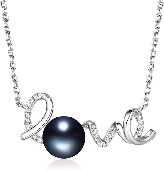 Iefil Anniversary Women Gifts - 10-11mm Tahitian Black Pearl & Fresh Water Pearl Necklace, Anniversary Birthday Gifts for Wife Girlfriend | Pearl Necklaces Gift for Her