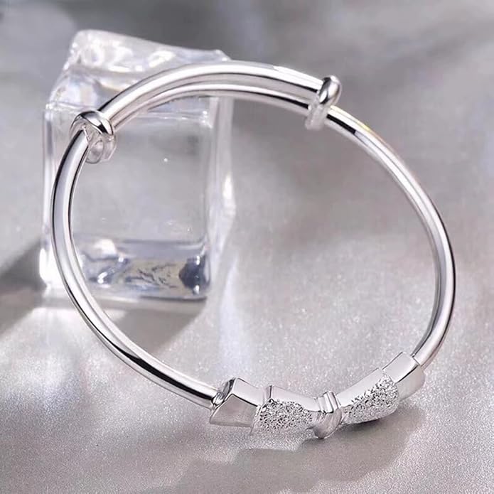 S925 Silver Bangle Bracelet for Women, Elegant Women‘s Sterling Silver Bracelet Bangle Adjustable 6.4-7.8 inches Small Size