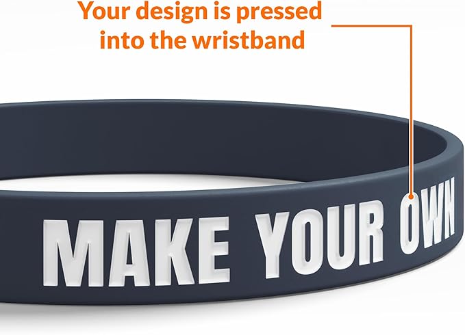Custom Wristbands For Events, Fundraisers & Promotions | Add Text, Icons, & Logos | Bulk Rubber Bracelets | Classic 1/2” | 100% Silicone
