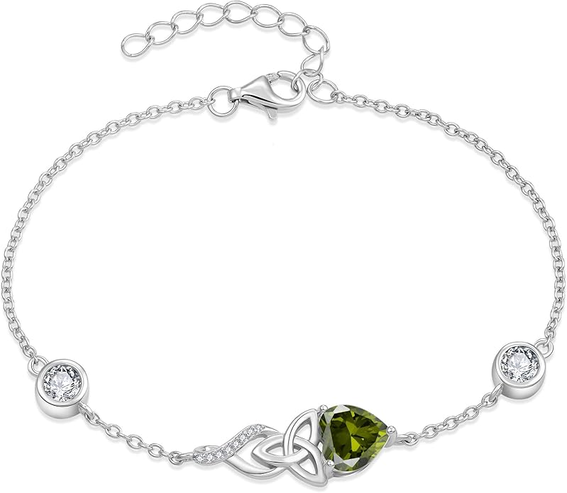 Infinity Celtic Knot Bracelet 925 Sterling Silver Birthstone Bracelet Irish Jewelry Gifts for Women