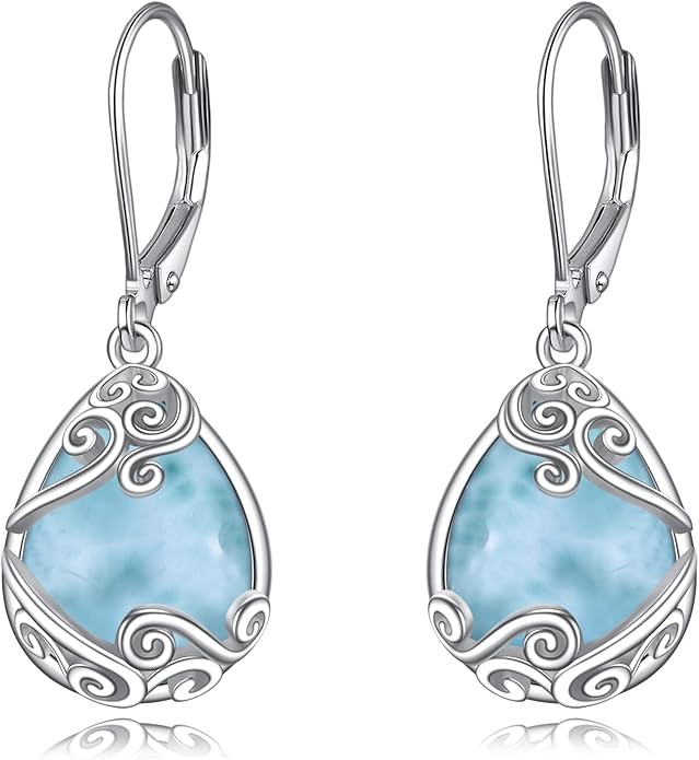 Moonstone Filigree Drop Dangle Teardrop Earrings 925 Sterling Silver Moonstone Leverback Earrings for Women Jewelry Gifts