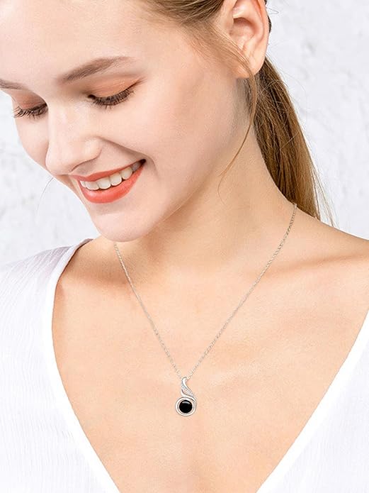 TANGPOET Birthstone Gemstone Necklaces for Women 925 Sterling Silver Dainty Pendant Jewelry Valentines Mothers Day Christmas Birthday Gifts for Mom Girlfriend Wife Daughter