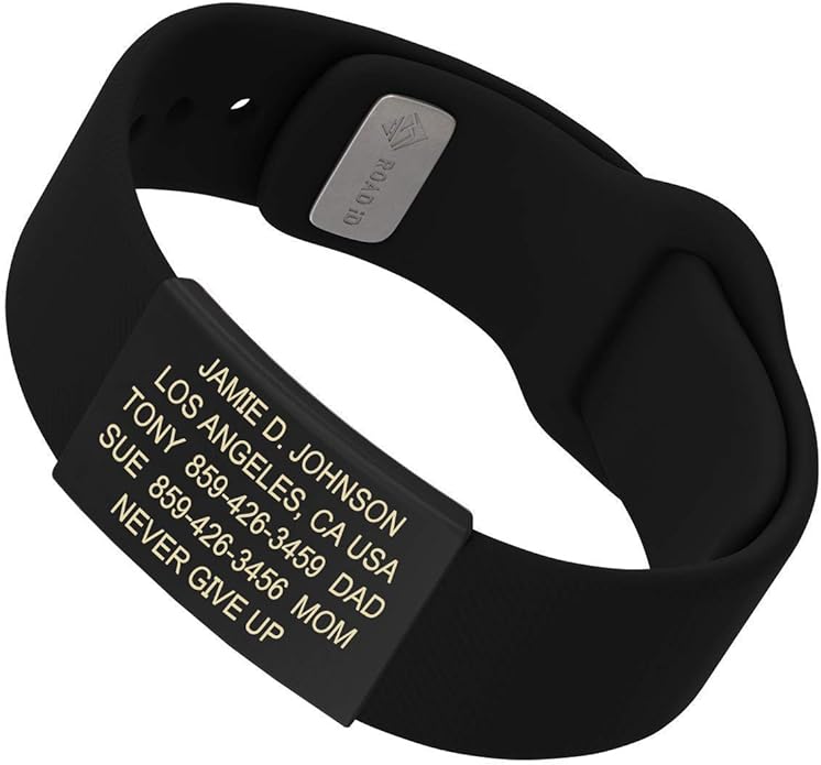 ROAD iD - Official ID Bracelet - The Wrist ID Elite - Silicone Pin-Tuck - for Athletes