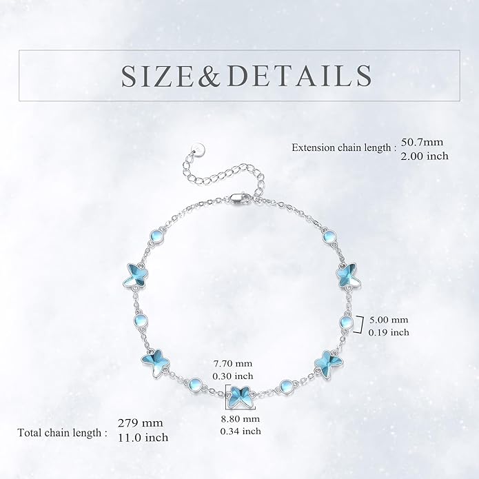 CRMAD 925 Sterling Silver Daisy/Sunflower Moonstone Anklet Daisy Flower Ankle Bracelet for Women Beach Dainty Jewelry
