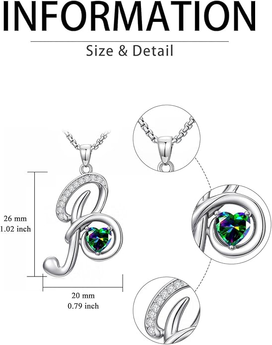 Christmas Gifts for Women Alphabet A to Z Initial Birthstone Pendant Necklaces for Women - 18k White Gold Plated Personalized Name Jewelry Valentine Mothers Day Birthday Gifts for Women Her Girlfriend