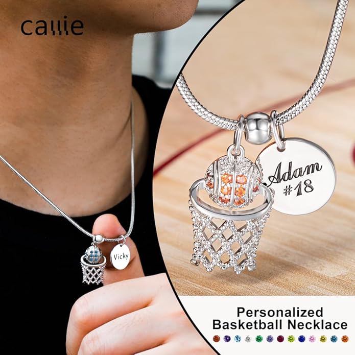 callie Personalized Volleyball|Basketball|Hockey|Baseball|Soccer|Pickleball Necklace - Custom Name & Number, Jewelry Gifts for Sports Lover