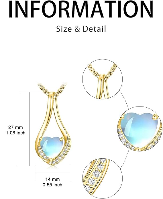 Birthstone Necklaces for Women,18k Yellow/White Gold Plated Forever Love Heart Infinity Pendant Necklace Anniversary Jewelry Christmas Birthday Gifts for Women Her Wife Girlfriend