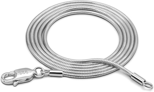 Women 925 Sterling Silver Magic Snake Chain Necklace- Men 1.2MM Solid Snake Chain Flexible Choker 16"-30" Italian Silver 24K Gold Over Jewelry