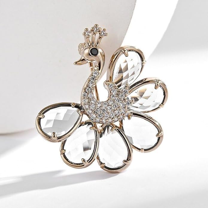 18K Gold Brooch Rhinestone Animal Brooch Pin Elegant Lapel Pin Wedding Jewelry Christmas Gift Dress Accessories for Women