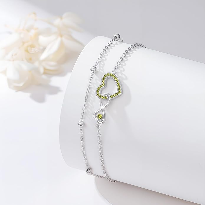 Anklet for Women 925 Sterling Silver Double Infinity Ankle Bracelet Waterproof Summer Jewelry Anniversary Birthday Gifts for Her
