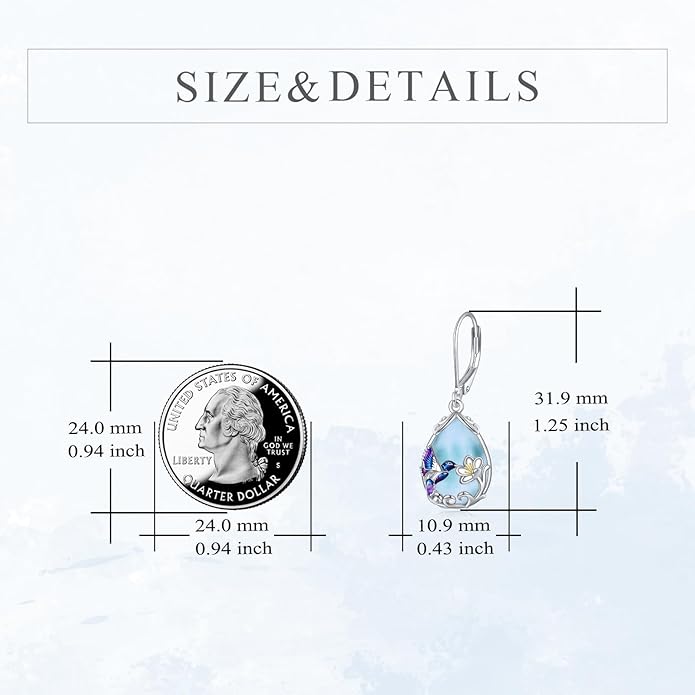 YFN Hummingbird Earrings Bird Dangle 925 Sterling Silver Jewelry Gifts for Women