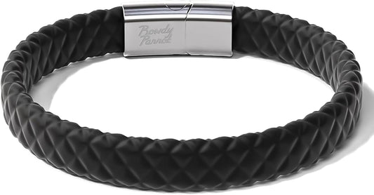 Rowdy Parrot Spartan Genuine StormSilk™ Tactical Rubber Bracelet with Stainless Steel USA Flag & Magnetic Closure - Supports Pairing Military Veterans & K-9 Dog Companions