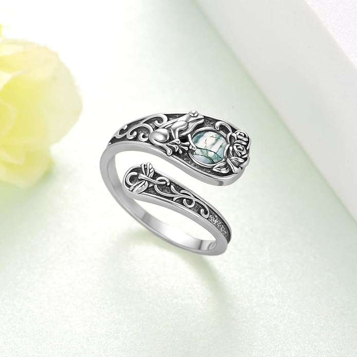 Spoon Rings for Women 925 Sterling Silver Mushroom/Phoenix/Snake/Cardinal/Octopus/Tree of Life/Sunflower/Highland Cow/Dragonfly/Dragon/Horse/Sea Turtle/Frog Rings