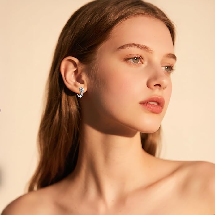 Hoop Earrings for Men Women 925 Sterling Silver Ankh/Wolf/Celtic/Opal Earrings Jewelry Gifts
