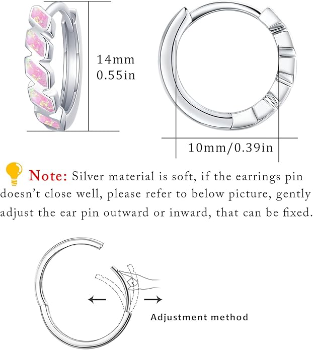 Small Hoop Earrings for Women 925 Sterling Silver Huggie Hoop Opal Earrings Hypoallergenic Earring Jewelry Gifts