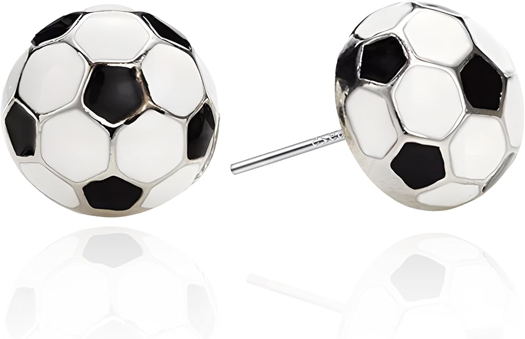 SmileBelle Sterling Silver Sports Earrings, Hypoallergenic Volleyball Earrings, Soccer, Basketball Baseball Softball Stud Jewelry for Women Mom as Game Day Gifts Sports Fan Teen Stuff Accessories