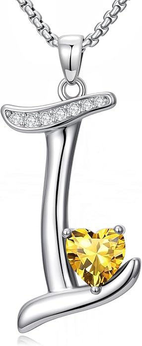 Christmas Gifts for Women Alphabet A to Z Initial Birthstone Pendant Necklaces for Women - 18k White Gold Plated Personalized Name Jewelry Valentine Mothers Day Birthday Gifts for Women Her Girlfriend