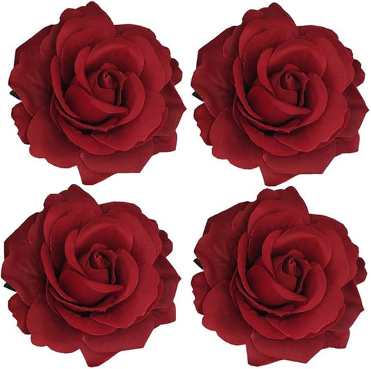 La Homein Sanrich 4pcs/Pack Fabric Rose Hair Flowers Clips Mexican Hair Flowers Hairpin Brooch Headpieces