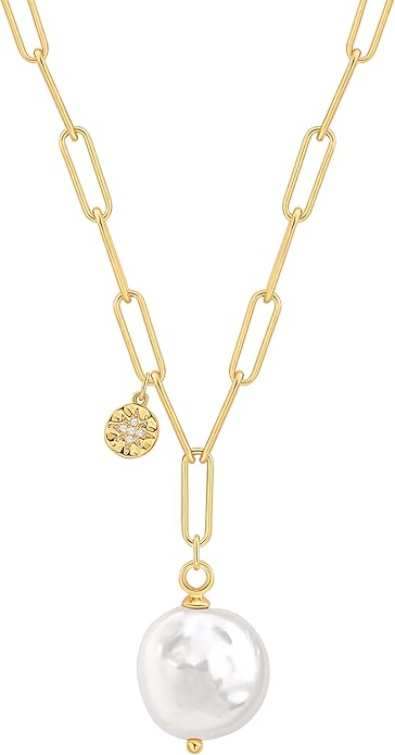 CANEVINKA 18K Gold Plate Coin Pendant Necklace for Women Dainty Compass Sunflower Necklaces Personalized Chain Layered Jewelry