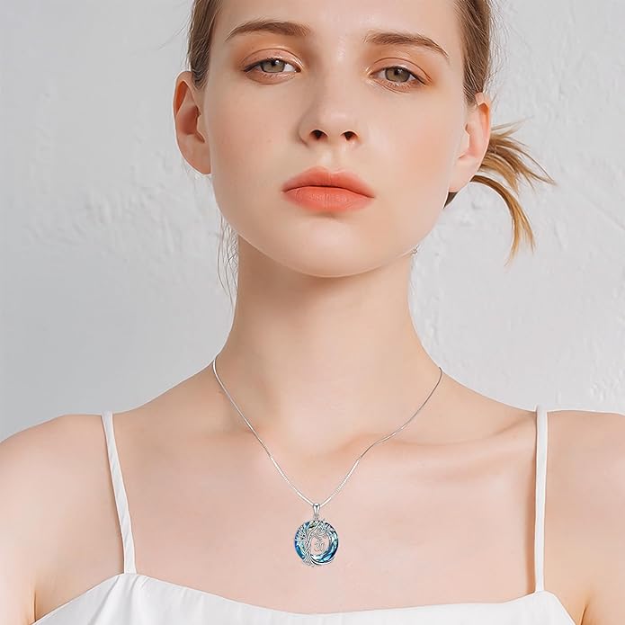 TOUPOP Birthday Gifts for Women 925 Sterling Silver Tree of Life Year Old Necklace Circle Crystal Jewelry Christmas Gifts for Her Wife Mom Mother Grandma Grandmother