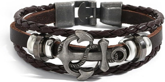 VIBILIA Vintage Leather Wrap Bracelets for Men Women, Multi-Strand Bracelets with Strong Clasp Ethnic Tribal Bracelets