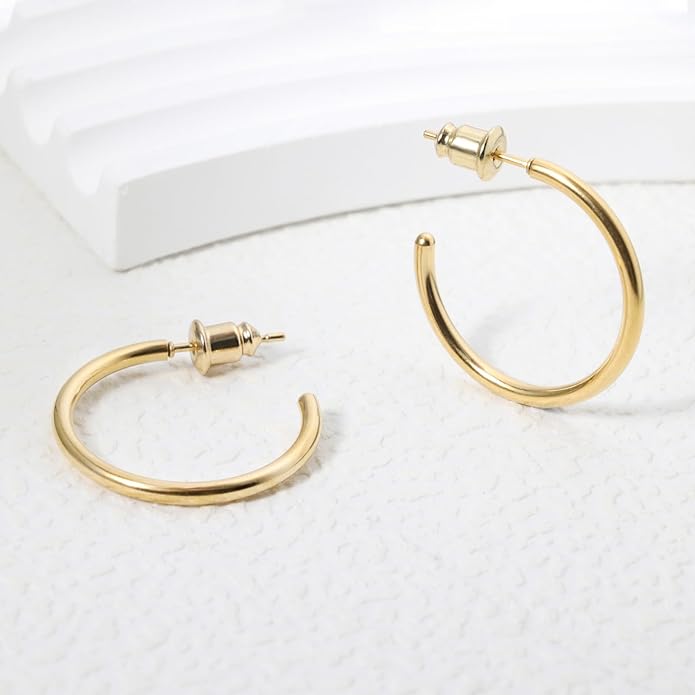 Minimalist Hoops for Women - 14K Gold Open Huggie Hoop Earrings, Hypoallergenic Tiny Hoops in Gold and Silver (Set of 1-5 Pairs)