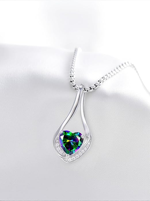 Birthstone Necklaces for Women,18k Yellow/White Gold Plated Forever Love Heart Infinity Pendant Necklace Anniversary Jewelry Christmas Birthday Gifts for Women Her Wife Girlfriend