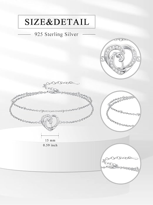 Dorunmo Initial Anklet 925 Sterling Silver Letter A-Z Layered Heart Anklet Beach Jewelry Birthday Gifts for Women