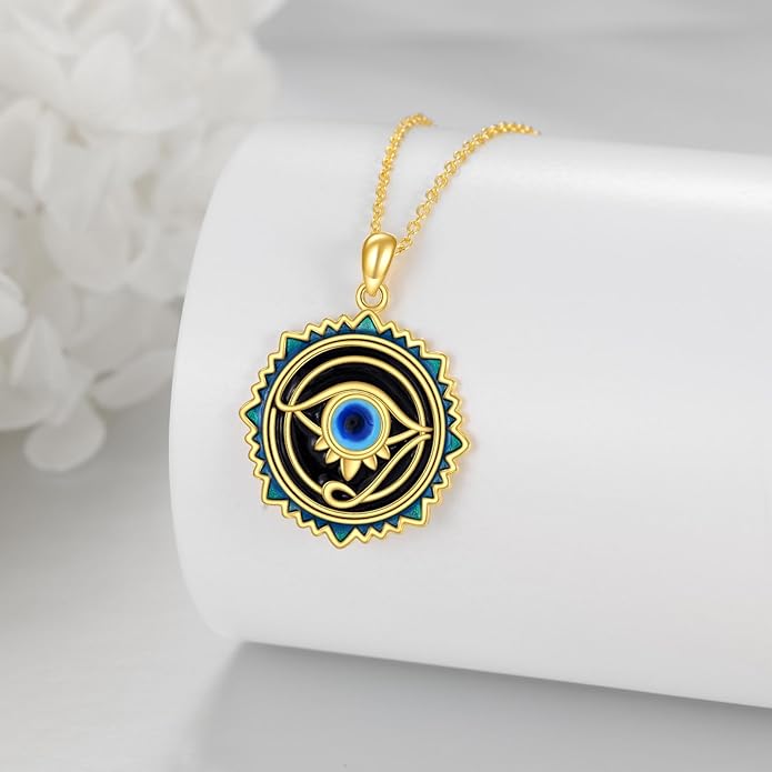 Evil Eye Necklace 925 Sterling Silver Evil Eye Pendant Necklace Greek Protection Jewelry Gifts Lucky Necklace for Women Men